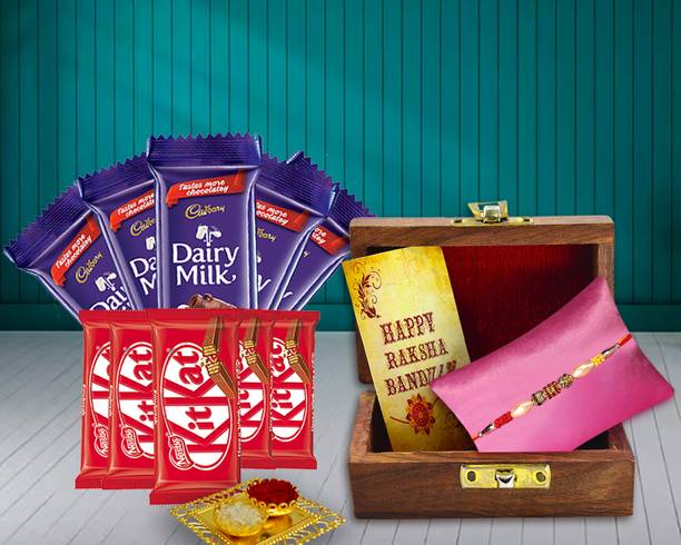 Midiron Rakhi Special Chocolate Hamper for Brother with Ritual Essentials Assorted Gift Box