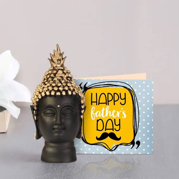 TIED RIBBONS Fathers day Gifts for Dad from Son and Daughter Gift Combo Buddha Head Statue with Greeting Card Polyresin Gift Box
