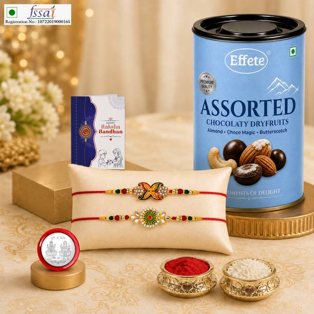 Effete Rakhi With Chocolate|Roli-chawal|Coin|Greeting Card_K2_547+548_AS Assorted Gift Box
