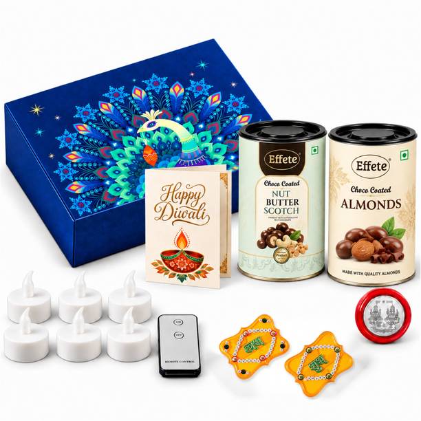 Effete Festival Gift Combo – LED Candles | Shubh Labh | Card | Chocolate | Coin Assorted Gift Box