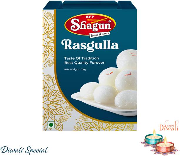 Bfp Shagun Rasgulla 1Kg Soft Juicy & Spongy Indian Sweet Diwali Sweets Perfect Gift Pack Tin