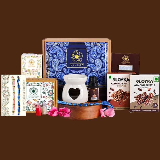 ULLASSA Rakhi Gift Hamper for Brother and Bhabhi | 10 Inclusions | Gift Set for Bhaiya Assorted Gift Box