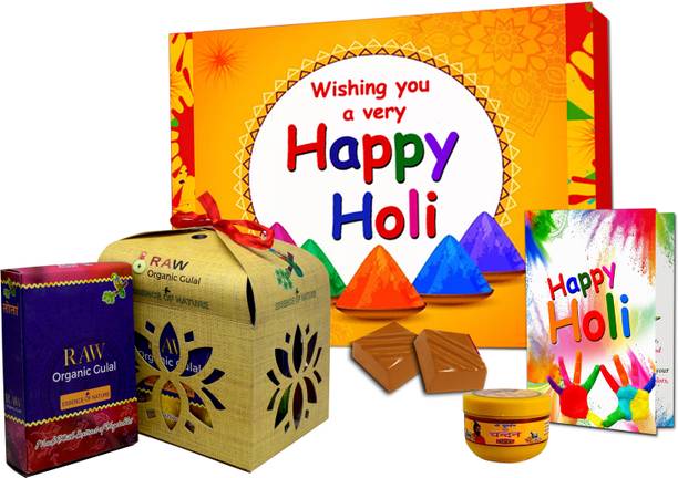 Midiron Happy Holi Combo Gift Hamper | Greeting Card Combo Gift Pack Paper Gift Box
