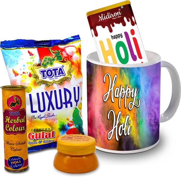 Midiron Holi Colour Non Toxic Herbal Gulal| Holi Gift Hamper| Holi Colour Ceramic Gift Box