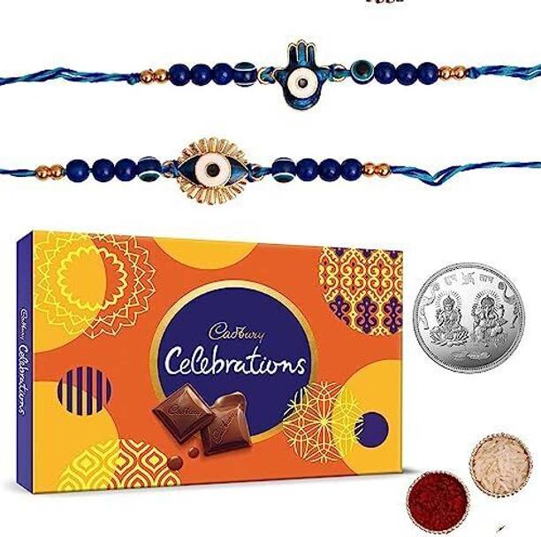 CraftVatika Evil Eye Rakhi For Brothers with Cadbury Chocolate Combo Set Of 2 Rakhi Assorted Gift Box