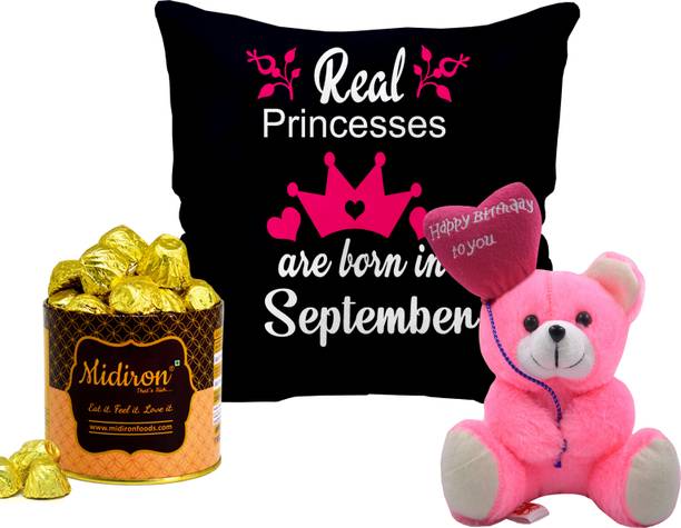 Midiron Birthday Gift For Women| Happy Birthday Cushion For Girls/Couples/Fiancee Microfibre Gift Box