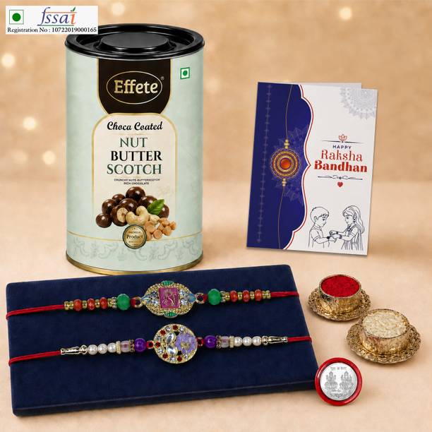 Effete Rakhi With Chocolate|Roli-chawal|Coin|Greeting Card_K2_734+735_BS96 Assorted Gift Box