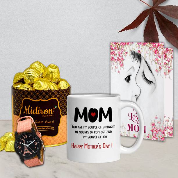 Midiron Stylish Mom Gift Set – Chocolate Tin/Inspirational Mug/Card & Elegant Wristwatch Assorted Gift Box