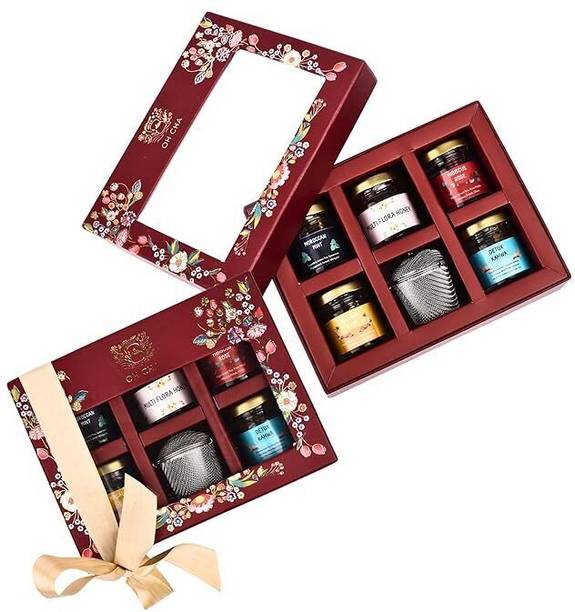 Oh Cha Festive Tea Gift Box | Assorted Tea Gift Set Steel Infuser & Multiflora Honey Assorted Gift Box