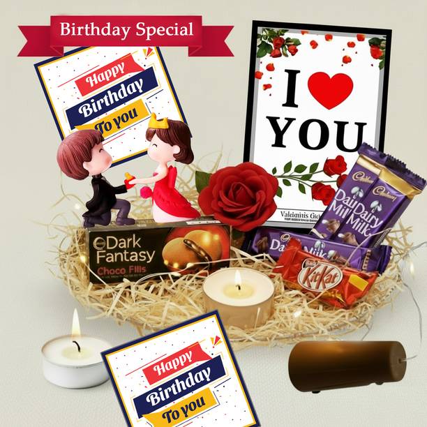 OddClick Birthday Special I Love You Chocolate & Couple Showpiece Gift Hamper Paper Gift Box