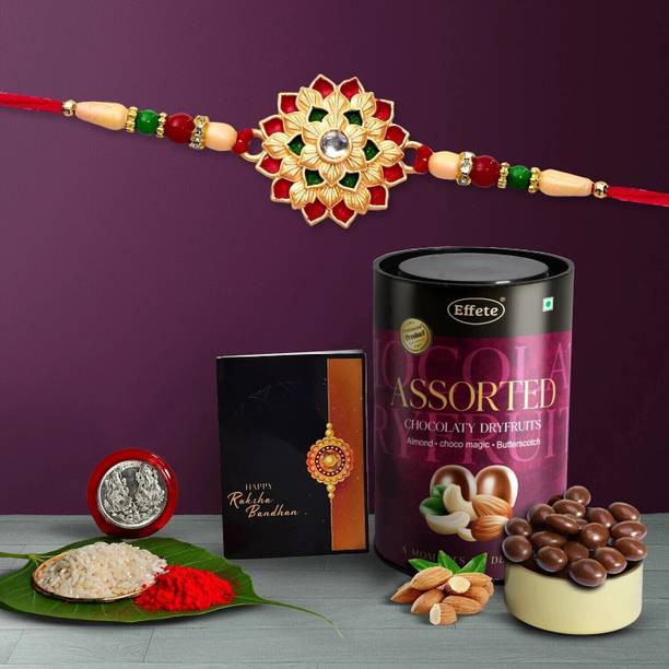 DeoDap Rakhi Combo for Brother with chocolate(almond-butterscotch)(96-GM)Y22K1_501_AS Assorted Gift Box