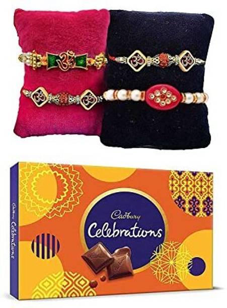 CraftVatika Rakhi Set if 4 for Brother With Chocolate Gift Combo Assorted Gift Box