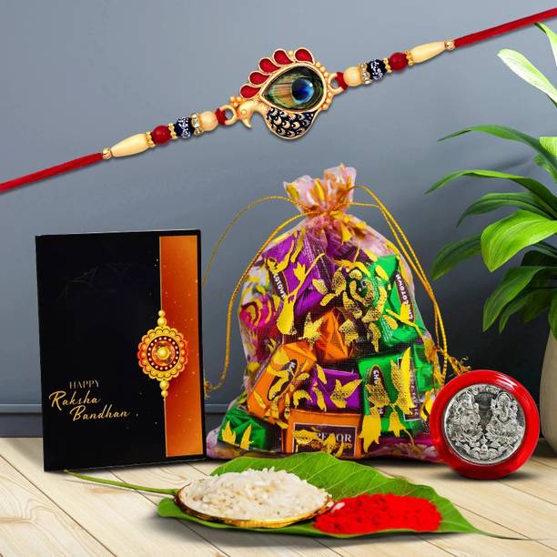 Effete Rakhi gift for brother with 10pcs Chocolates|Rakhi Set of 1 |Y22K1_513_PC10 Assorted Gift Box