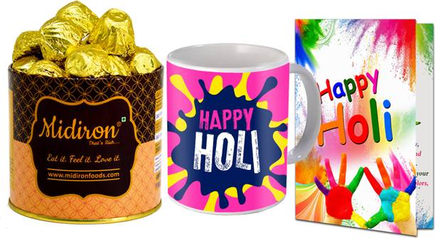 Midiron Holi Gift Combo| Chocolate Gift Box| Delicious Chocolate Bar Gift for Friends Ceramic Gift Box