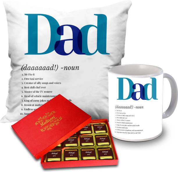 Midiron Gift for Father Birthday | Soft Decorative Pillows | Coffee Mug For Dad Ceramic Gift Box