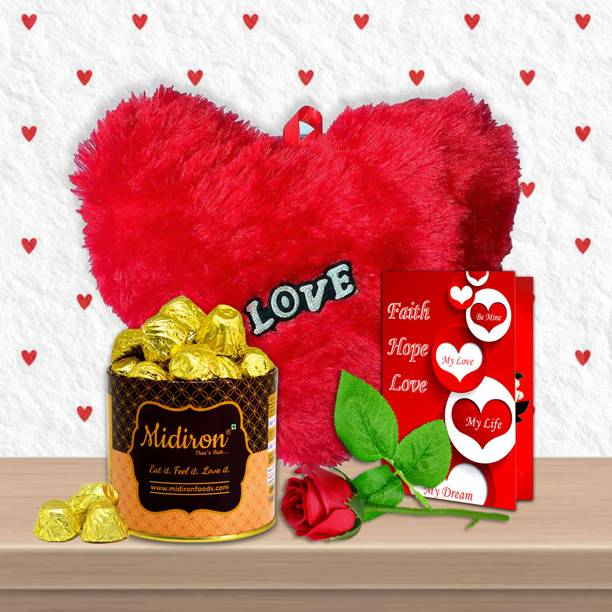 Midiron Lovely Valentine's Gift Hamper with Chocolate Box & Artificial Rose Fiber Gift Box