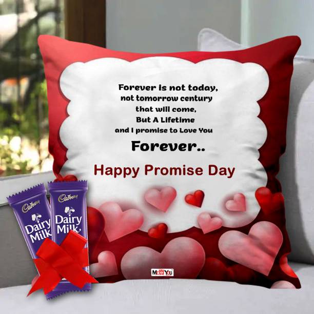 Midiron Perfect Gift For Promise Day with Chocolates & Cushion Fiber Gift Box