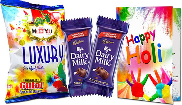 Midiron Holi Gift Hamper For Family/ Friends |Holi Greeting Card with Gulal Assorted Gift Box