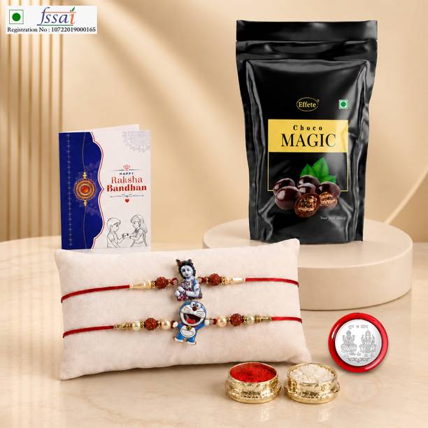 Effete Rakhi With Chocolate|Roli-chawal|Coin|Greeting Card_K2_943+944_SM40 Assorted Gift Box