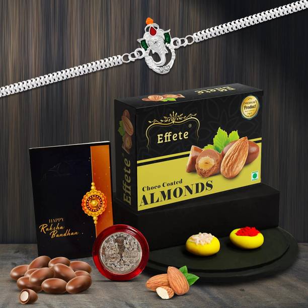 Effete Rakhi gift for brother with Chocolate Almond(32-GM)|Rakhi Set|K1_A25_CA32 Assorted Gift Box