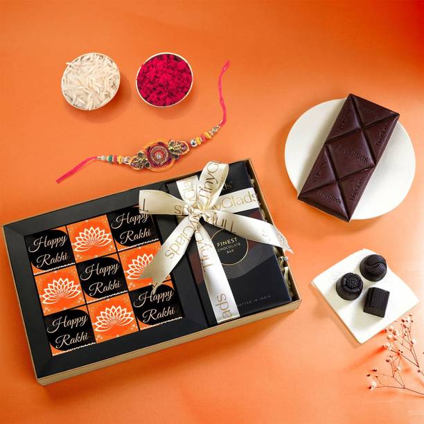 TinyGlads Rakhi Gift Hamper with Chocolate Truffles | Bars & Rakhi | Raksha Bandhan Combo Assorted Gift Box