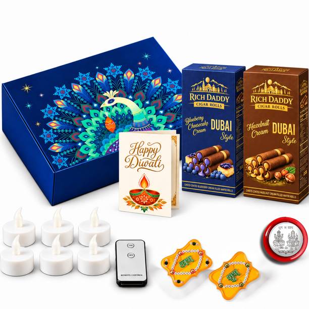 Effete Festival Gift Combo – LED Candles | Shubh Labh | Card | Chocolate | Coin Assorted Gift Box