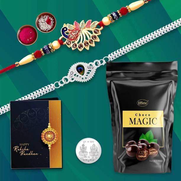 Effete Rakhi Gift Combo for Brother with Choco Magic(45gm)|Rakhi Set|Y22K2_252+A61_SP Assorted Gift Box