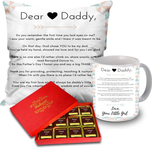 Midiron Printed Coffee Mug, Cushion with Chocolate Box for Father Ceramic Gift Box