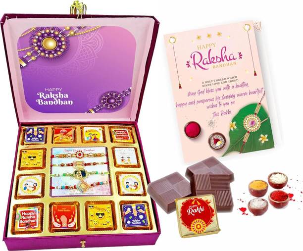 FabBites Rakshabandhan Chocolate Box-Rakhi with Chocolates,4 Rakhi with 12 Chocolate Assorted Gift Box