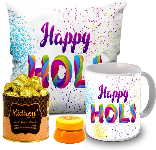 Midiron Holi Gift Hamper | Handmade Chocolate |Holi Party| Holi Festive Item Fiber Gift Box