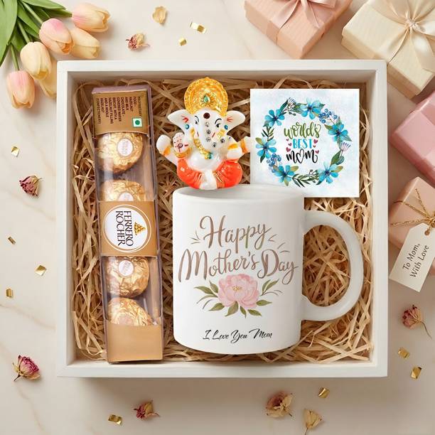 TIED RIBBONS Mother’s Day Gift Combo (Showpiece, Mug, Chocolate, Card) Assorted Gift Box