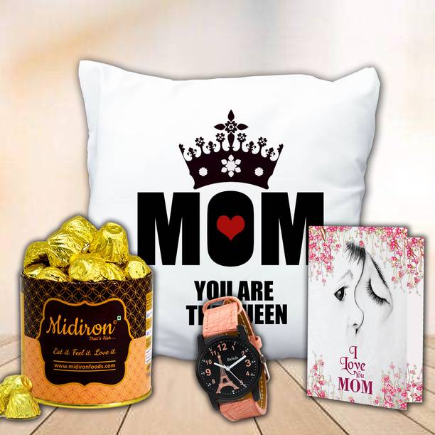 Midiron Best Chocolate Gift Box for Mothers Day – Cushion, Watch & Card for Women Assorted Gift Box