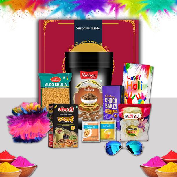 Midiron Special Holi Gift Hamper– Unique Colourful Treat with Gulal for Friends & Office Assorted Gift Box