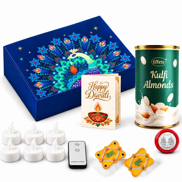 Effete Festival Gift Combo – LED Candles | Shubh Labh | Card | Chocolate | Coin Assorted Gift Box