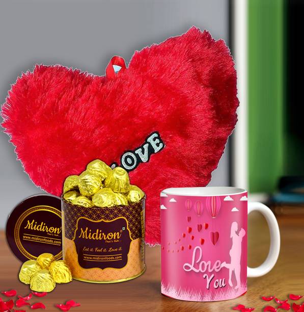Midiron Special Gifts Packs, Surprise Ceramic Mug, Heart with Chocolate for Wife, Girlfriend, fiancé On Valentine's Day, Birthday, Anniversary and any special Occasion IZ19Choco15Tinbox4PurMUHR-DTLove-148 Ceramic Gift Box