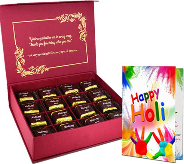 Midiron Chocolates Gift For Holi| Greeting Card | Holi Gifts for Family & Relatives Assorted Gift Box