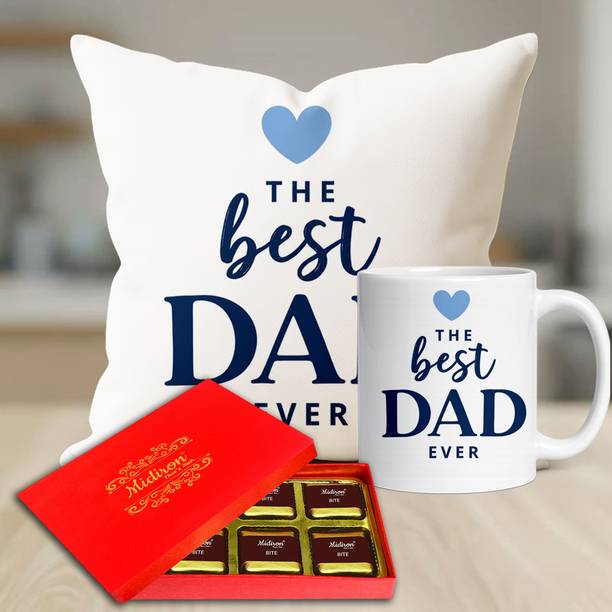 Midiron Lucury Chocolate Celebration Combo for Dad – Quoted Coffee Mug & Cushion Gift Assorted Gift Box