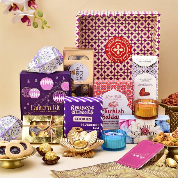HyperFoods Diwali Gift Hamper with Candles Paper Gift Box