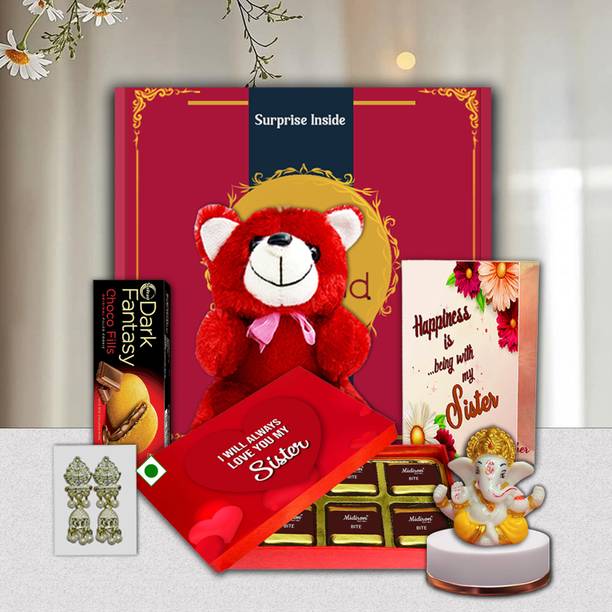 Midiron Elegant Chocolate Gift Box For Sister - Lovely Surprise Hamper With Teddy Joy Assorted Gift Box