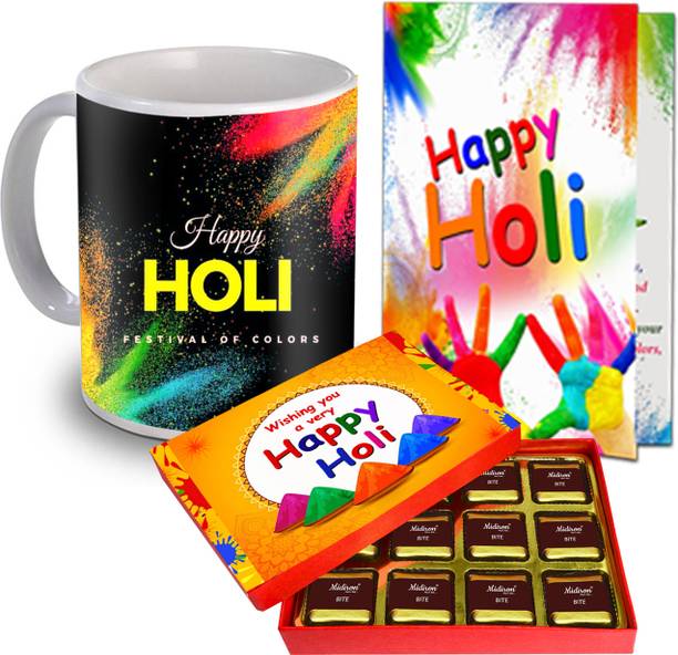 Midiron Holi Gift Pack| Holi Gift Items|Happy Holi Mug Gift Hamper Ceramic Gift Box