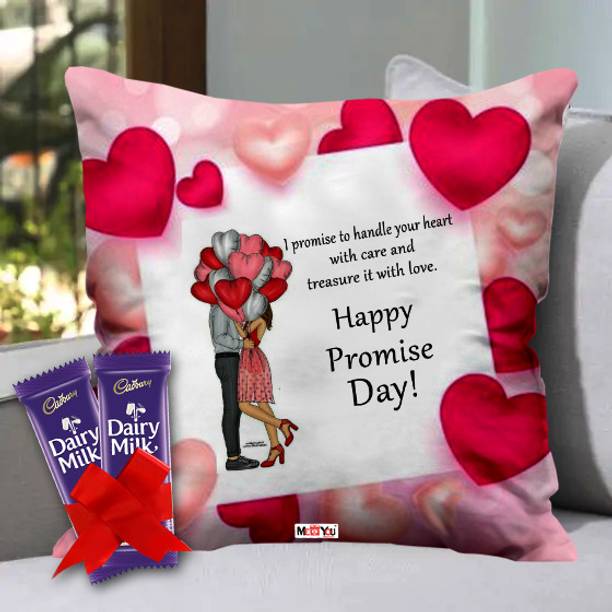 Midiron Promise Day Gift Hamper for Lover/She/Fiancee with Chocolates & Cushion Fiber Gift Box