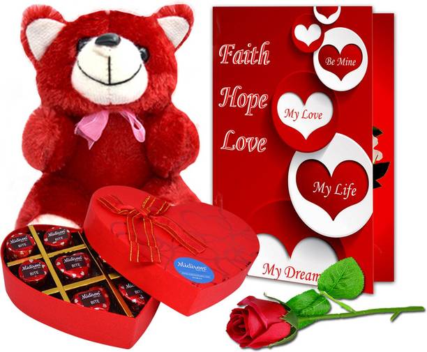 Midiron Lovely Valentine's Day Gift with Chocolates & Teddy Fiber Gift Box