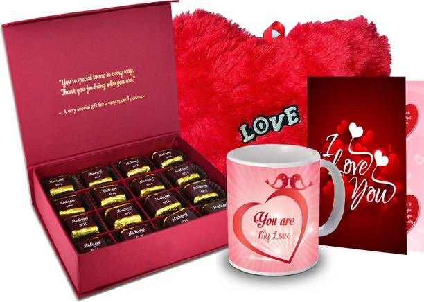 Midiron Surprise Gift for Love, Chocolate Box, Red Heart, Love Quoted Coffee Mug,Greeting Card for Valentine DayIZ20GB17HeartBigRCDMU-DTLove-81 Ceramic, Paper Gift Box