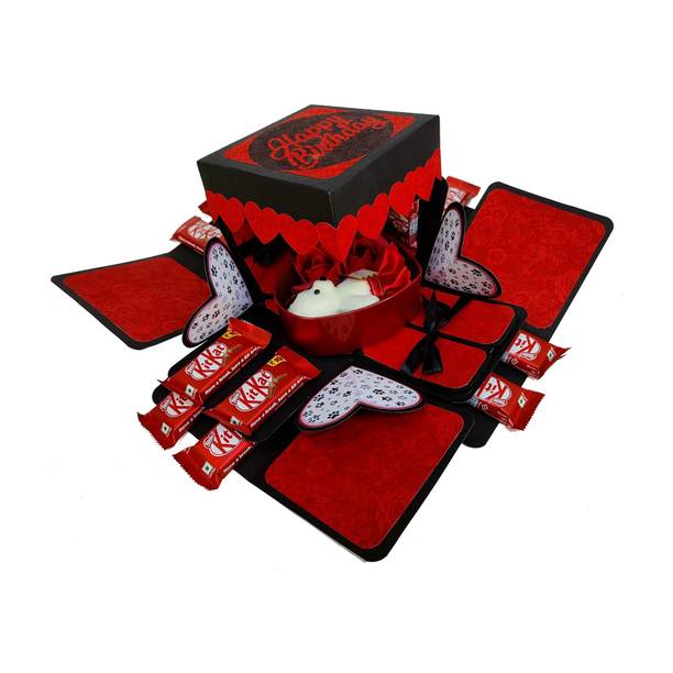 US IDEAL CRAFT Explosion Box,Birthday Gift (12 KitKat with teddy box) Greeting Card Paper Gift Box
