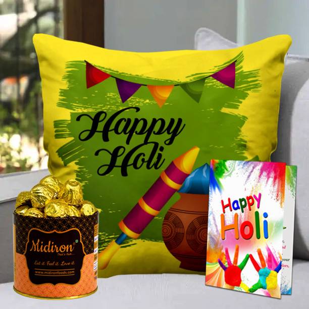 Midiron Holi Gift Hamper Set | Holi Set | Holi Hamper | Holi Greeting Card Fiber Gift Box