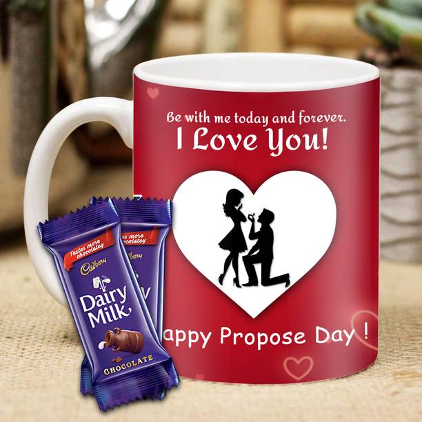 Midiron Happy Propose Day Printed Ceramic Coffee Mug For Love Partner/Couple Ceramic Gift Box