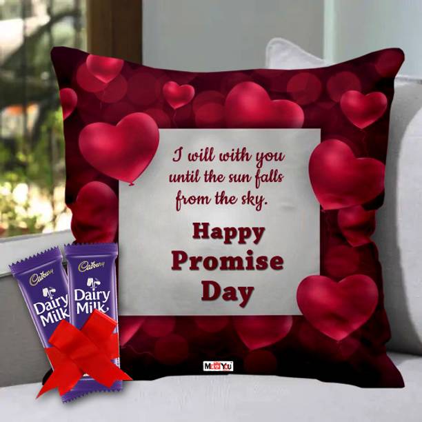 Midiron Perfect Gift For Promise Day with Dairy Milk & Printed Cushion Fiber Gift Box