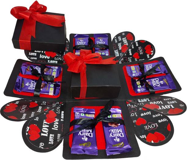 US IDEAL CRAFT Explosion Box, Birthday Gift (8 Chocolate & Zigzag Photo Folder Box) Paper Gift Box