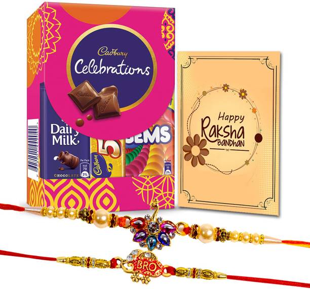 Midiron Rakshabandhan Celebration Pack For Brother With Designer Rakhi / Tasty Chocolate Paper, Plastic Gift Box