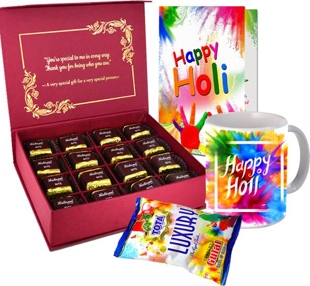 Midiron Holi Celebrations Chocolate Box|Holi Festival Items |Gulaal Colours Ceramic Gift Box